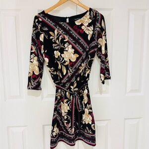 Small White House Black Market Red Black Floral Dress WHBM